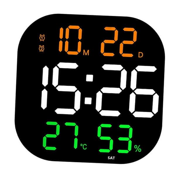 Reloj de pared electrónico Reloj de pared Reloj despertador con  visualización de /fecha/temperatura y hora para dormitorio Interior Hogar  Baoblaze Reloj de pared digital