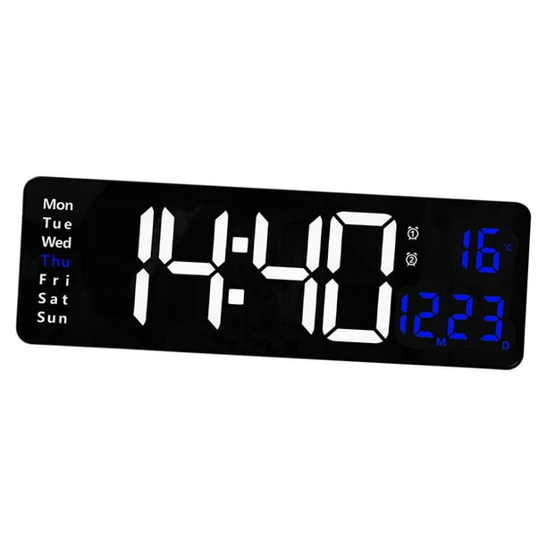 Reloj de pared electrónico Reloj de pared Reloj despertador con  visualización de /fecha/temperatura y hora para dormitorio Interior Hogar  Baoblaze Reloj de pared digital