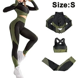 Conjunto de gimnasio para mujer Ropa deportiva de 3 piezas - Leggings de  yoga sin costuras para levantamiento de glúteos y sujetador deportivo