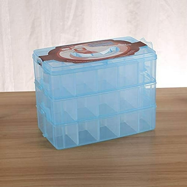 Caja organizadora de plástico apilable de 3 niveles y 30 secciones