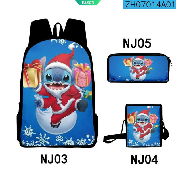 3pcs Disney Stitch Kids Backpack Set con impresión de puntada de