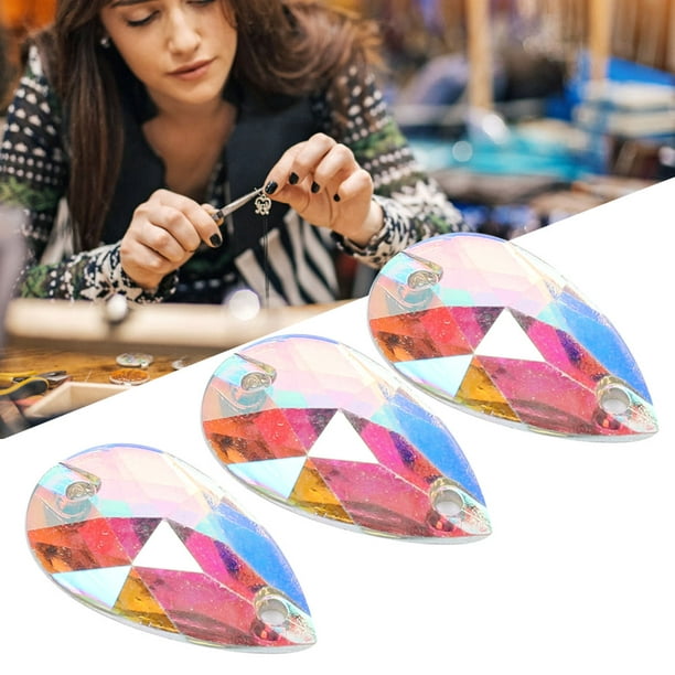  12 diamantes de imitación de cristal de lágrima de 0.512 x  0.709 in, con pegamento para manualidades, diamantes de imitación de  cristal para manualidades, pegamento en diamantes de imitación para ropa