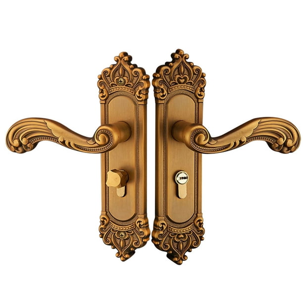 Manija de puerta para puertas internas y externas, juego de 2 cerraduras de  baño de peltre en plato. Palancas de diseño elegante para puertas