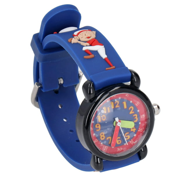 Reloj para niños de dibujos animados en 3D, patrón de niño de béisbol  lindo, escalas de números claros, relojes de juguete 3D para niños de 3 a 8  años, azul oscuro