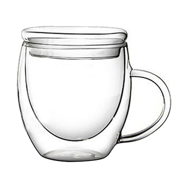 Paquete de 2 tazas de café de vidrio de doble pared de 15 onzas con asa,  tazas de café de gran capa …Ver más Paquete de 2 tazas de café de vidrio de