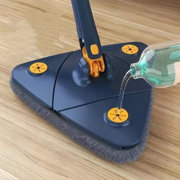Fregona de limpieza triangular 360, cepillo telescópico para la limpieza  del techo del hogar, herramienta de autodrenaje para limpiar azulejos y  paredes