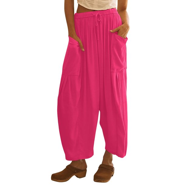 Pantalones holgados de mujer Primavera Verano Pantalones casuales Moda  Color sólido Pantalones femen FLhrweasw Nuevo