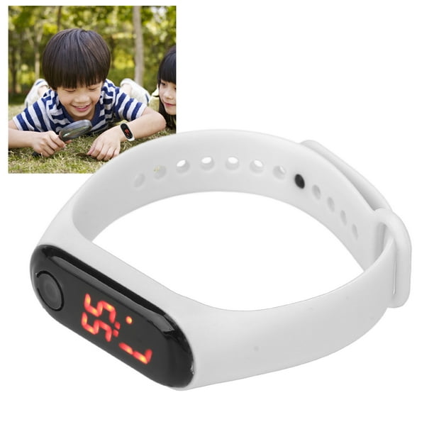 Reloj digital para estudiantes, pantalla de luz blanca LED, espejo de  plástico, movimiento electrónico, correa de silicona, reloj deportivo