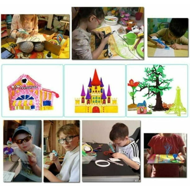 25 juego de bolígrafo de impresión 3D para juguetes de pintura para niños y  adultos, impresión a baja temperatura, incluye bolígrafo 3D, 3 colores  aleatorios, Tablero de dibujo de tableta,6 metros de