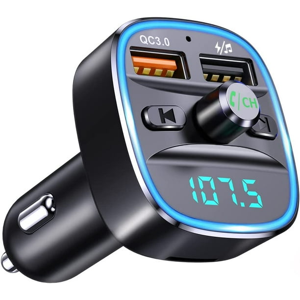 Transmisor FM Bluetooth 5.0, adaptador de coche Bluetooth compatible con  Siri/Bixby/Google Assistant, disco U/tarjeta TF, encendedor de cigarrillos  Bluetooth con 2 puertos USB, llamada manos libres esquí esquí Gafas de  esquí