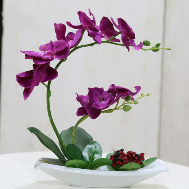 Ramo de orquídeas colgantes artificiales vívidas, ramo de orquídeas falsas  2022, guirnalda de flores violetas de alta calidad, racimo de orquídeas