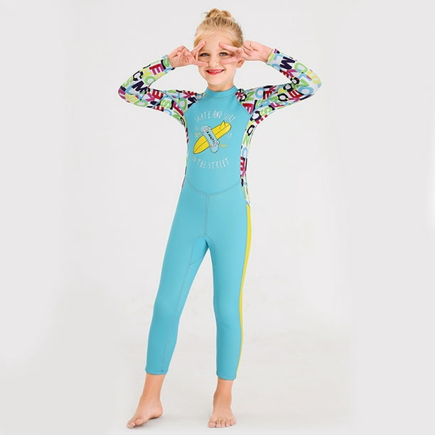 Luwint Traje de neopreno para niños y niñas, traje completo de 0.098 in,  traje de buceo de manga larga para natación, surf, kayak, remo, embarque