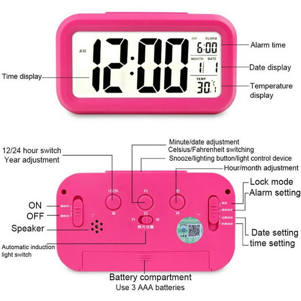  Reloj despertador digital inteligente con botón de
