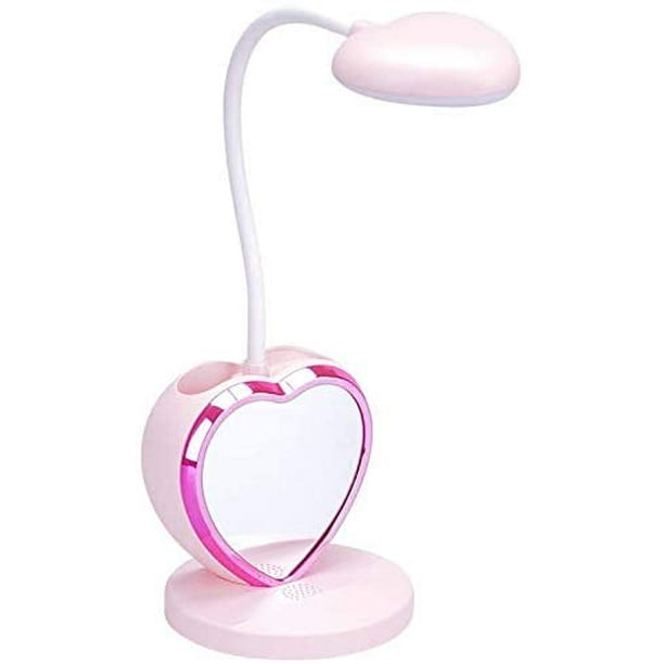 Lámpara de escritorio LED para niña, lámpara de escritorio LED recargable  con puerto de carga USB y portalápices, regulable rosa JAMW Sencillez