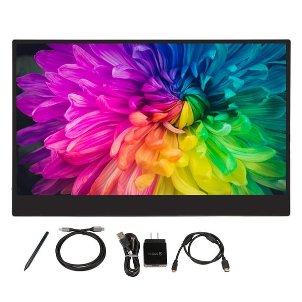 Monitor portátil de 15,6 pulgadas, pantalla táctil 4K Ultra HD con 4096  niveles de sensibilidad a la presión, lápiz óptico de 100-240V, enchufe  estadounidense