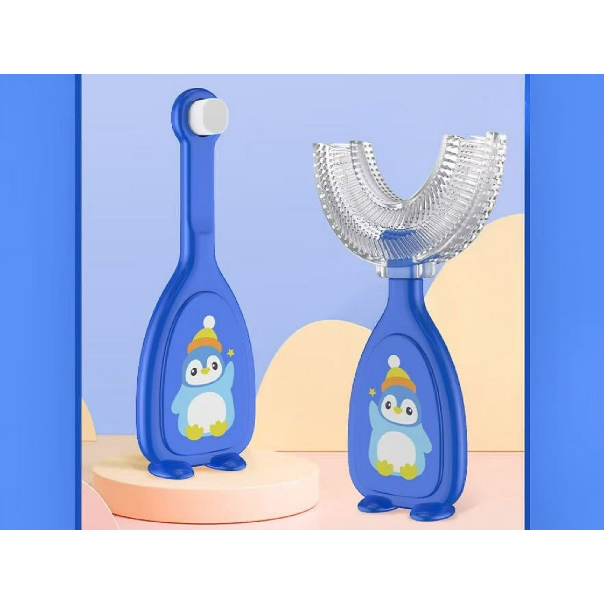 Cepillo de dientes eléctrico en forma de U para niños, lindo cepillo de  dientes de masaje blanqueador para niños de 2 a 12 años, con 2 cabezales de