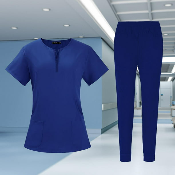 Uniforme de enfermería para mujer, uniforme elástico con múltiples