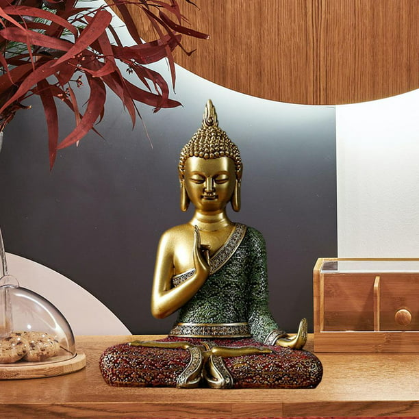 Estatua de Buda de oro Estatua de resina Estatua de Buda de  mano Estatua de Buda Artesanía Ornamento Decorativo Decoración del Hogar, B  : Hogar y Cocina