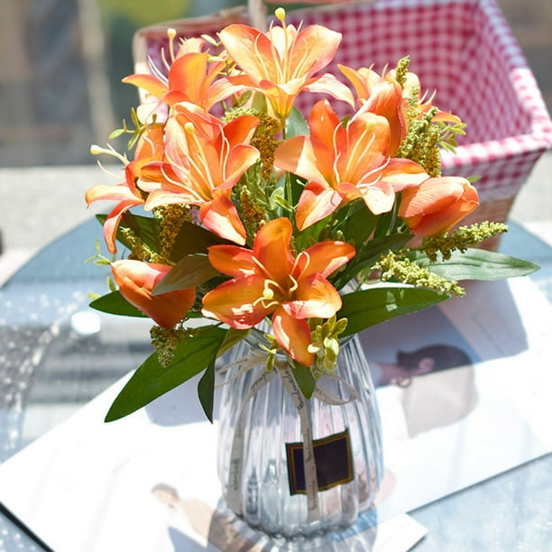 Ramo de tulipanes artificiales Mix naranja, blanco, amarillo 75 cm