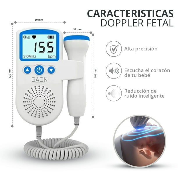 Doppler Fetal Ultrasonido Portatil Detector de Frecuencia Cardiaca Fetal  Azul Gaon JSL-T501