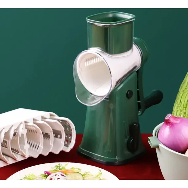  PAREKS Rallador de verduras de mano multifuncional cortador de  rodillos de verduras giratorio manual rallador de cocina triturador de  queso con mango verde : Hogar y Cocina