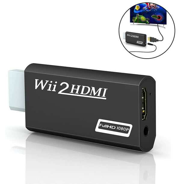Convertidor compatible con Wii a HDMI, adaptador de Wii2HDMI-compatible de  Audio para PC, HDTV, pantalla de Monitor, Full HD 720P 1080P 3,5mm