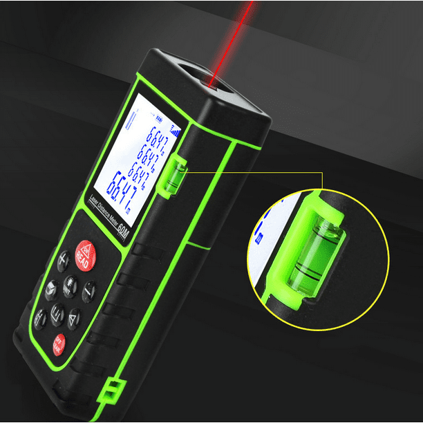 Medidor Laser de Distancia, 60M Profesional Metro Laser, Niveles