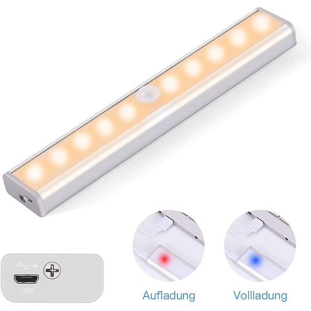  Paquete de 2 tiras de luces LED recargables con sensor