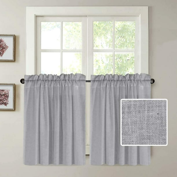 Panel de cortina de lino con bolsillo para barra en color natural