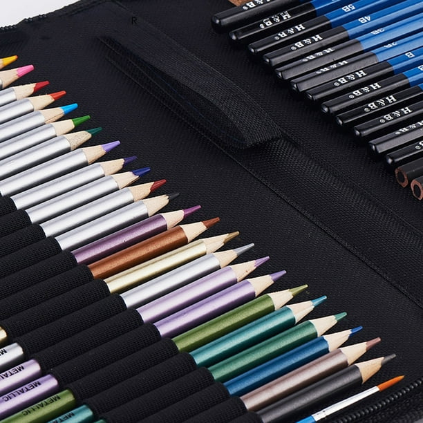 H & B 51 unids/set Kit de dibujo profesional lápiz de madera lápices de  dibujo arte H&B pluma de dibujo
