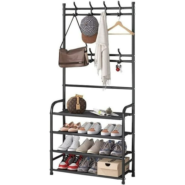 Organizador Zapatos Tipo Closet Zapatero 6 Percheros 5 Estantes Negro