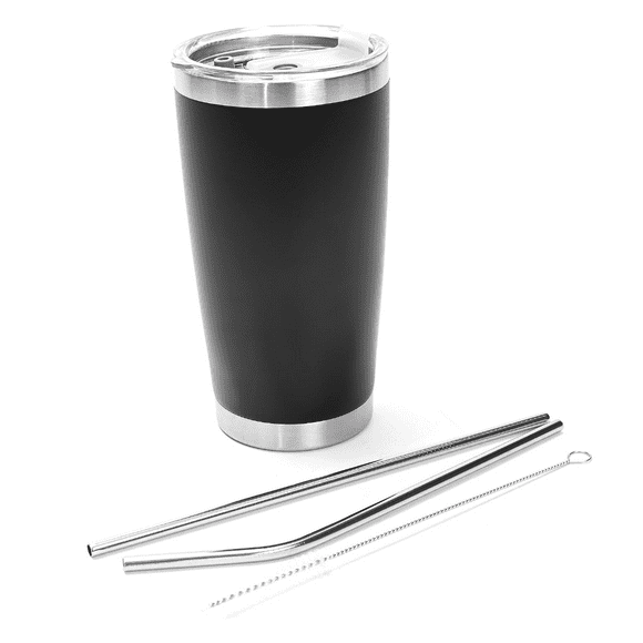 vaso térmico con popote en acero inoxidable vaso para bebidas frías o calientes y tapa con soporte para popote match  enjoy vaso térmico con popote color negro
