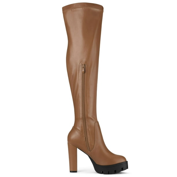 Botas Altas hasta la Rodilla para Mujer Botas Bonitas con Plataforma  Redonda Tacones Finos Botas Negras Beige Zapatos Marrones Mujer :  .com.mx: Ropa, Zapatos y Accesorios