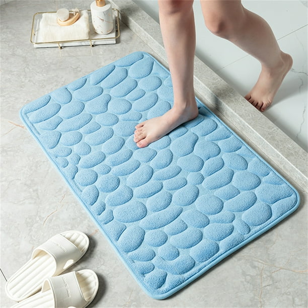 Matsuzay Alfombrilla de baño para ducha, , gruesa, lavable, absorbente,  alfombra de baño grande, alfombrilla de baño para niños, alfombras Juegos  de accesorios de baño Azul claro 45x70cm