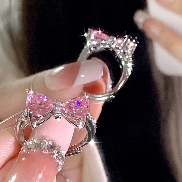 Anillos De Arco De Diamante Rosa Para Mujer Joyer a De Circ n