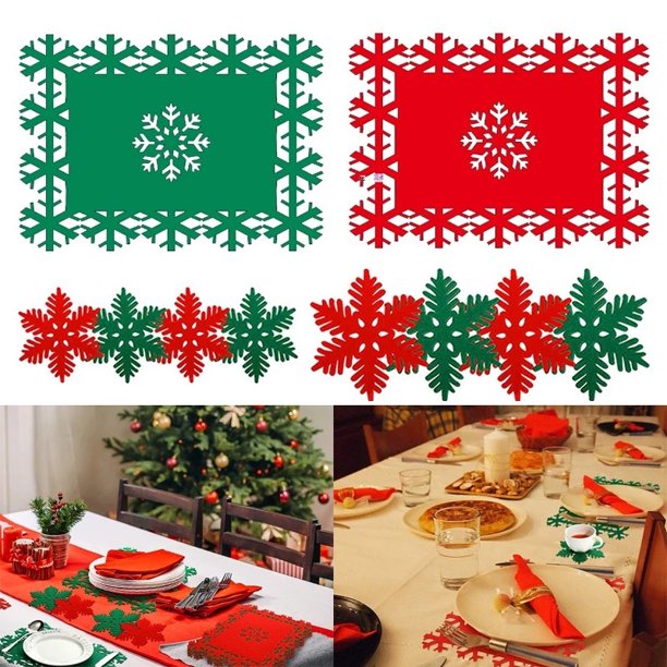 4pcs, mantel individual navideño de lino, tapete de mesa temático de feliz  navidad, almohadilla de aislamiento térmico con patrón de copo de nieve a  cuadros de búfalo, tapete de mesa decorativo de