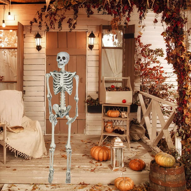 Cráneo Esqueleto de Halloween Decoraciones Escultura Articulaciones  Esqueleto humano falso Realista para Soledad esqueletos de halloween