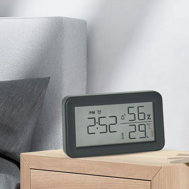 Reloj digital Temperatura interior Higrómetro Relojes de mesa de escritorio  para comedor Negro Zulema Despertador digital