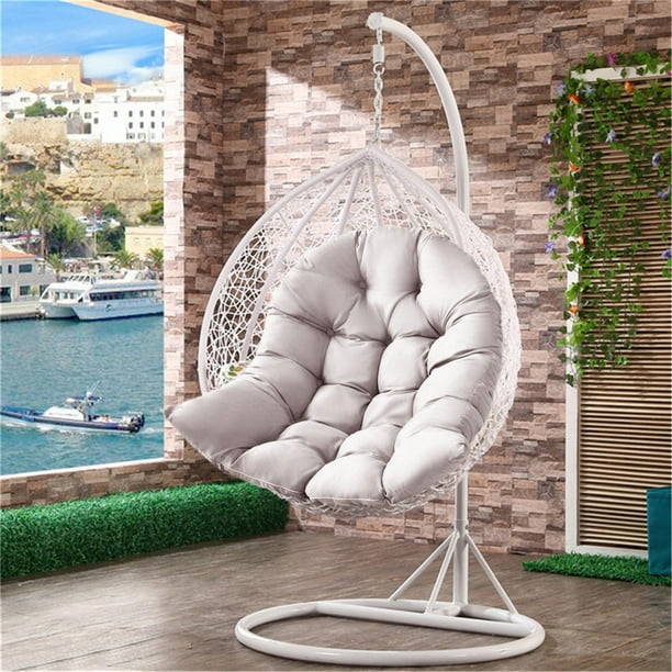 Silla colgante con forma de huevo con cojín grueso Diseño transpirable Gris  claro Sunnimix Cojín del asiento