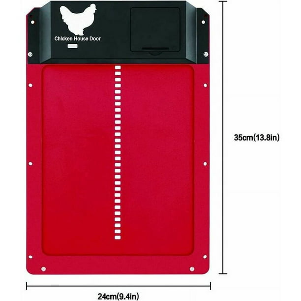 Puerta de gallinero automática con sensor de luz - Puerta de gallinero de  inducción totalmente impermeable - Puerta de gallinero roja JAMW Sencillez