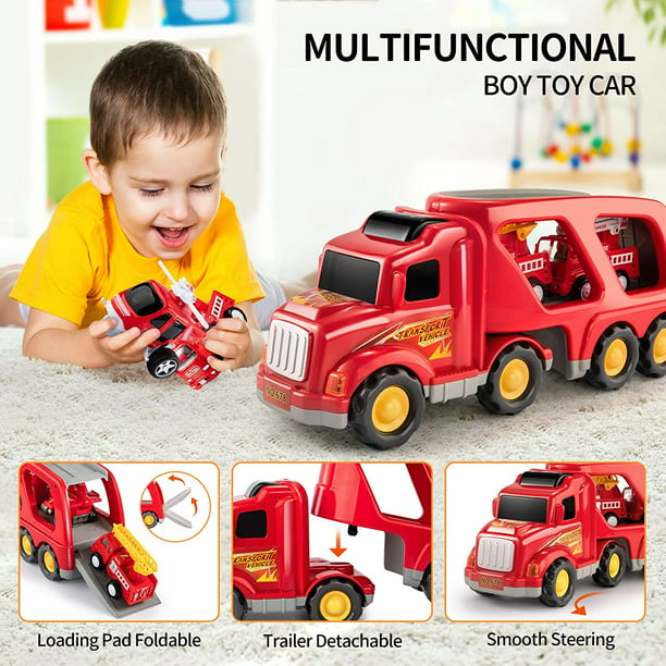 Juguetes para niños de 3 4 5 6 7 años - Vehículos de construcción  Transporte Camión Transportador Juguete Niños Juguetes Camión para niños  pequeños Niñas, Regalos de cumpleaños de Navidad para niños