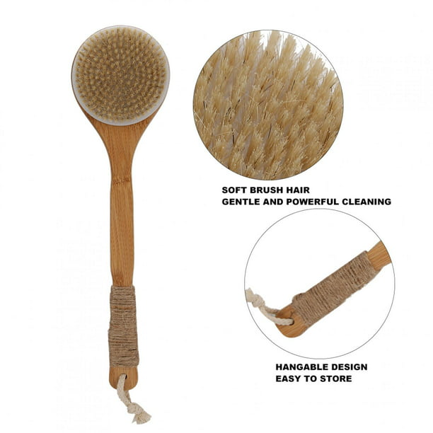Cepillo de ducha, mango más largo (16.5 pulgadas), cepillo de ducha de  baño, limpiador de espalda para ducha, cepillo de ducha de bambú natural  para