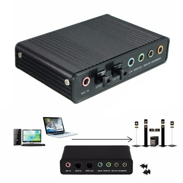 Tarjeta de sonido externa de 6 canales, USB 2.0, sonido envolvente externo  5.1, adaptador de tarjeta de sonido de audio óptico S/PDIF para PC