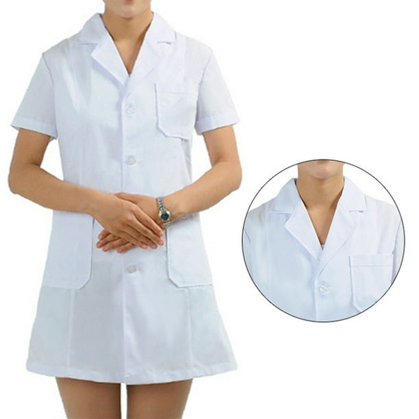 Bata de laboratorio blanca de manga larga para hombres y mujeres, uniformes  de trabajo para médicos y enfermeras-M Sunnimix Abrigo de laboratorio