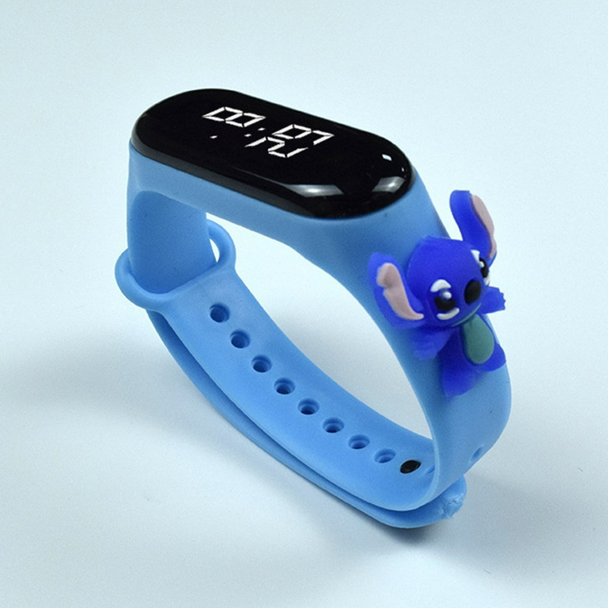 Reloj despertador de Stitch de dibujos animados de Disney, luz LED