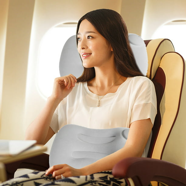 Almohada de viaje en forma de U Cojín de cuello para dormir de avión  inflable de aire (gris) JShteea Libre de BPA