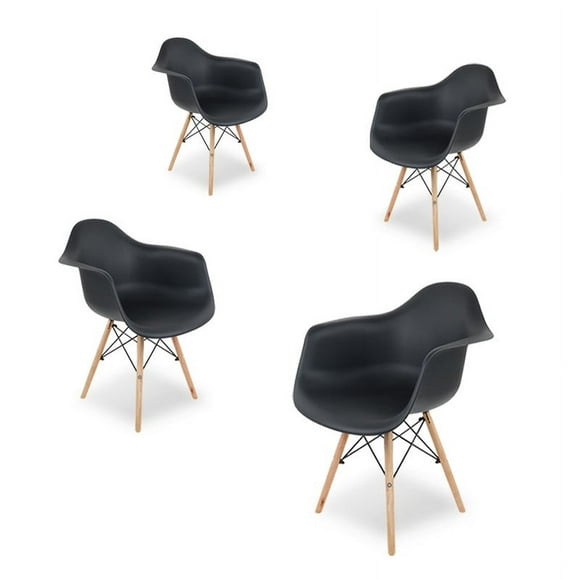 set 4 sillas ergonómicas para comedor vessel diseño elegante y minimalista mueble para sala comedor y oficina fáci armado y limpieza mirel negro vessel