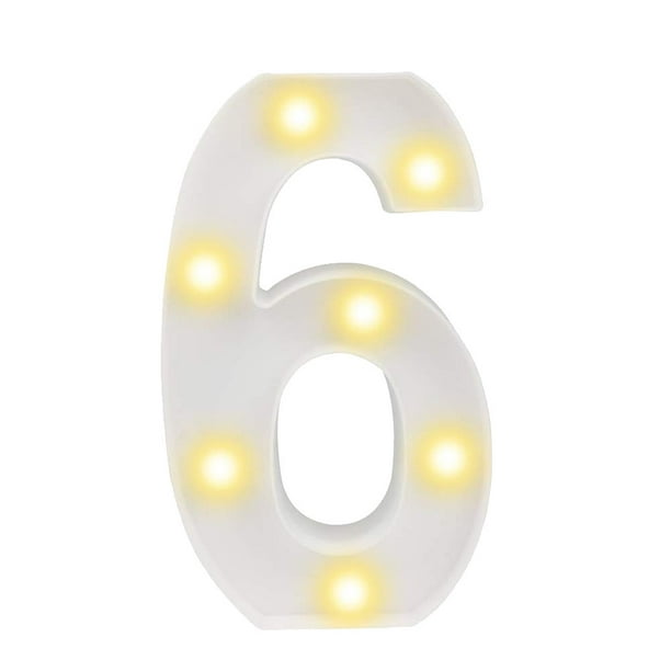 Número 6 con luz led