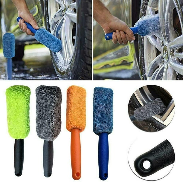Cepillo de microfibra para limpieza de ruedas de coche, cepillo para limpiar  llantas, cepillo para lavar neumáticos, lavado de coches (azul) Rojo Verde