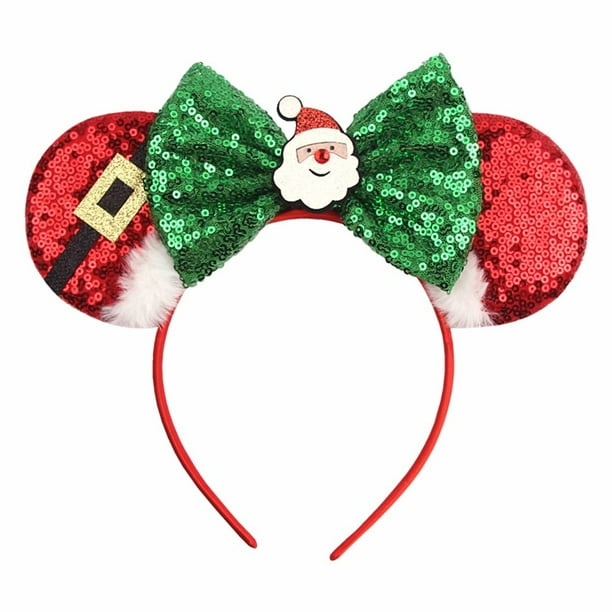Disney Navidad Accesorios Para El Cabello Para Niña Minnie Mouse Orejas  Diademas Adultos Niños Kawaii Lentejuelas Chica Fiesta Diadema